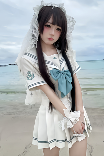 Pure Girl Sailor Top + Skirt + Ribbon