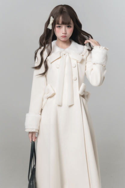 White Snow Long Coat + Shirt + Skirt