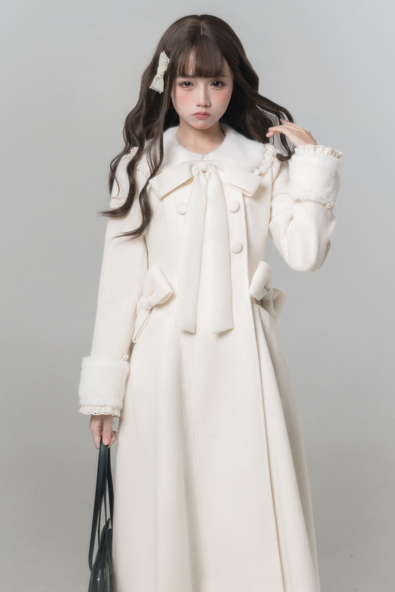 White Snow Long Coat + Shirt + Skirt