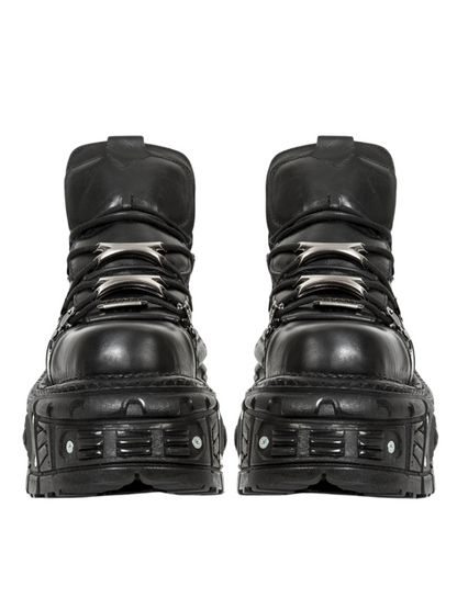 Dark Punk Platform Metal High Top Shoes [plain/with Chain Nut]
