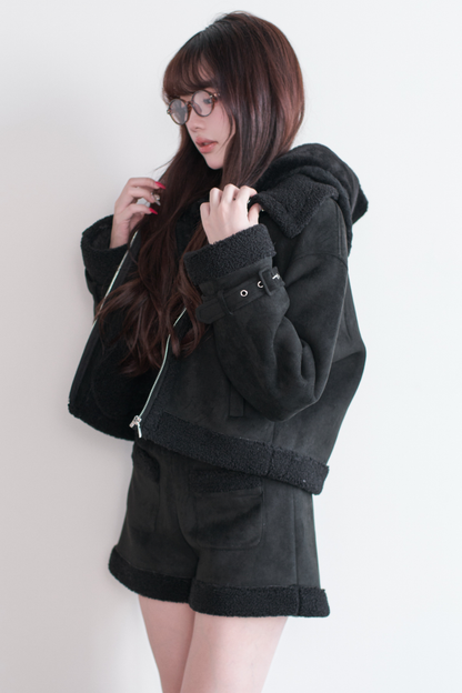 Fur Short Coat + Shorts