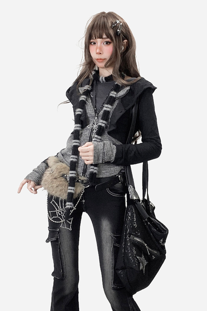 Subculture Patchwork Hooded Jacket