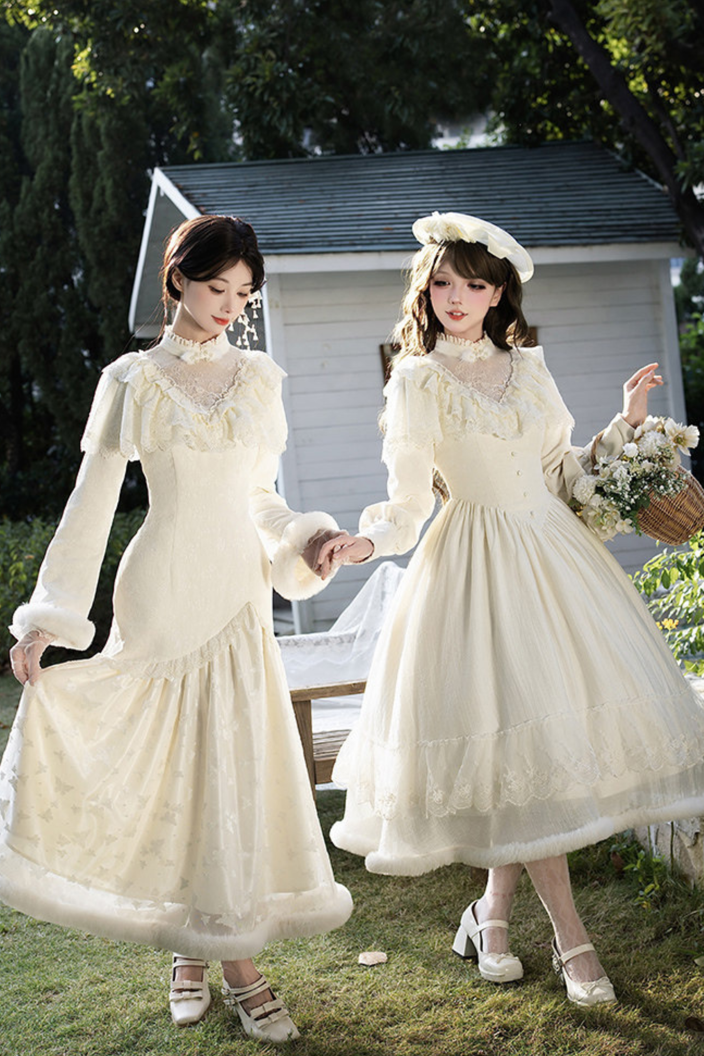 Red Snow Fishtail Dress + Flare Dress + Hat + Clip