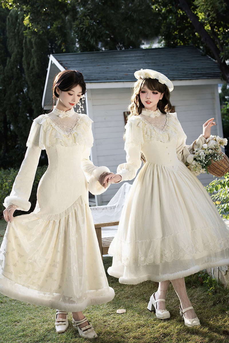 Red Snow Fishtail Dress + Flare Dress + Hat + Clip