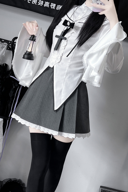 Gothic Style Sailor Shirt + Lace Skirt
