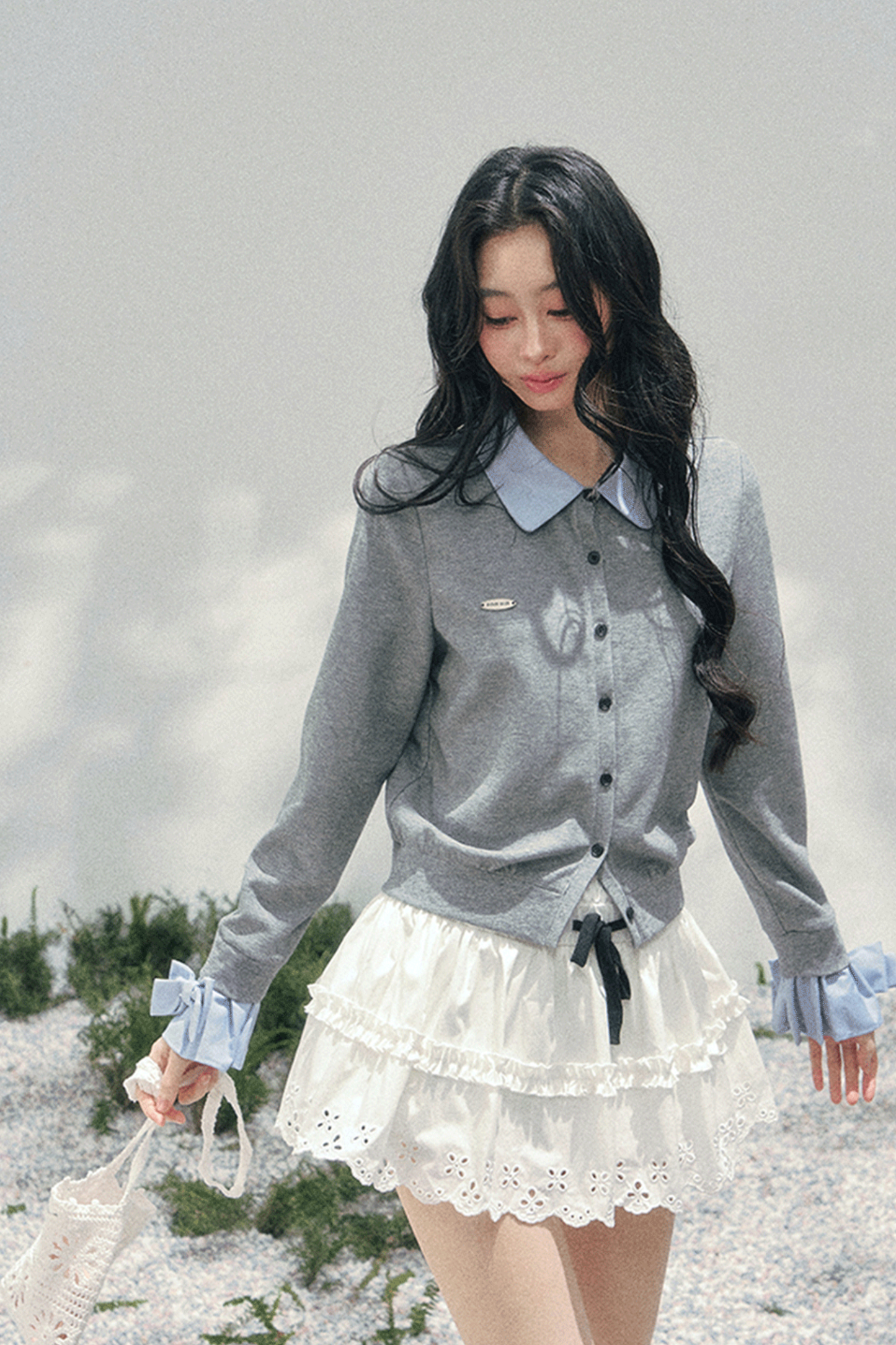 French Faux Two Piece Polo Sweater