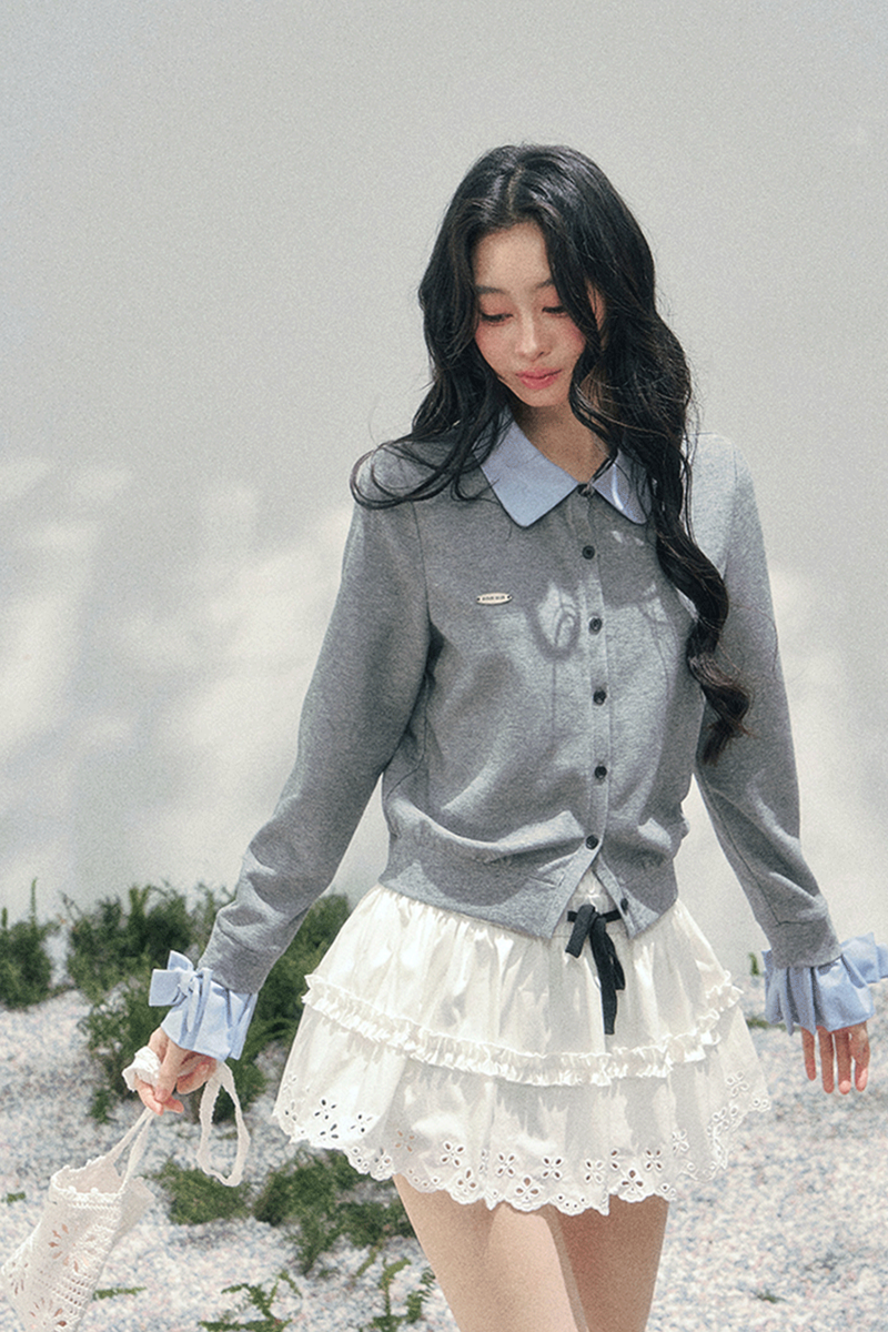 French Faux Two Piece Polo Sweater
