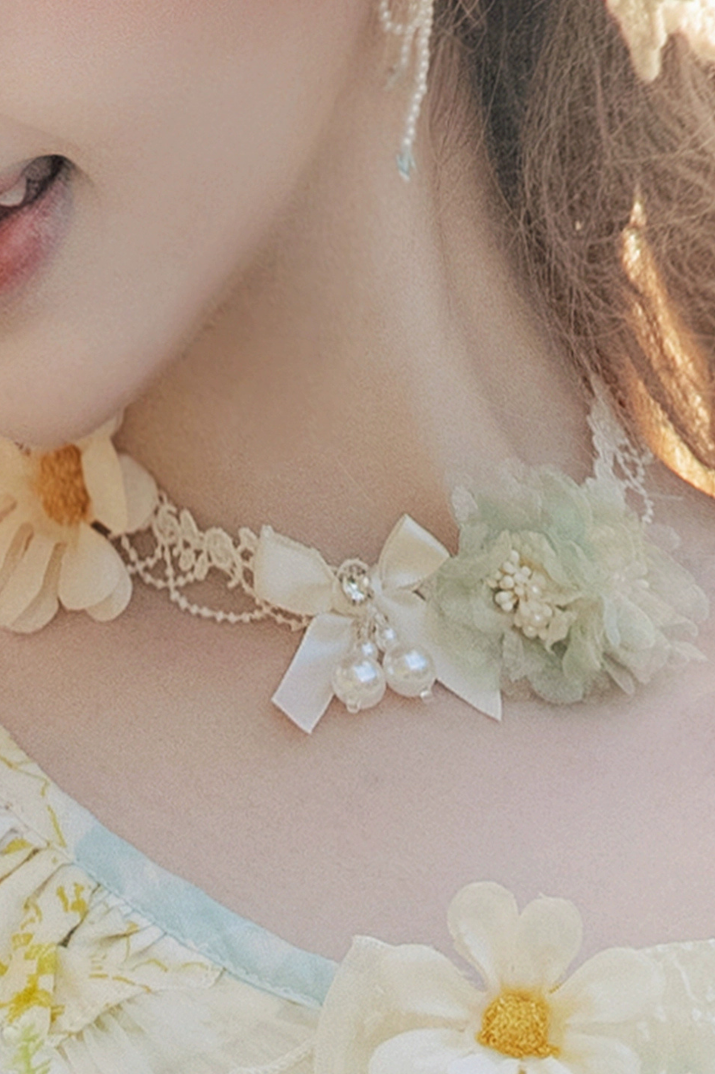 Daisy Wedding Lolita Hat + Gloves + Bag + Necklace