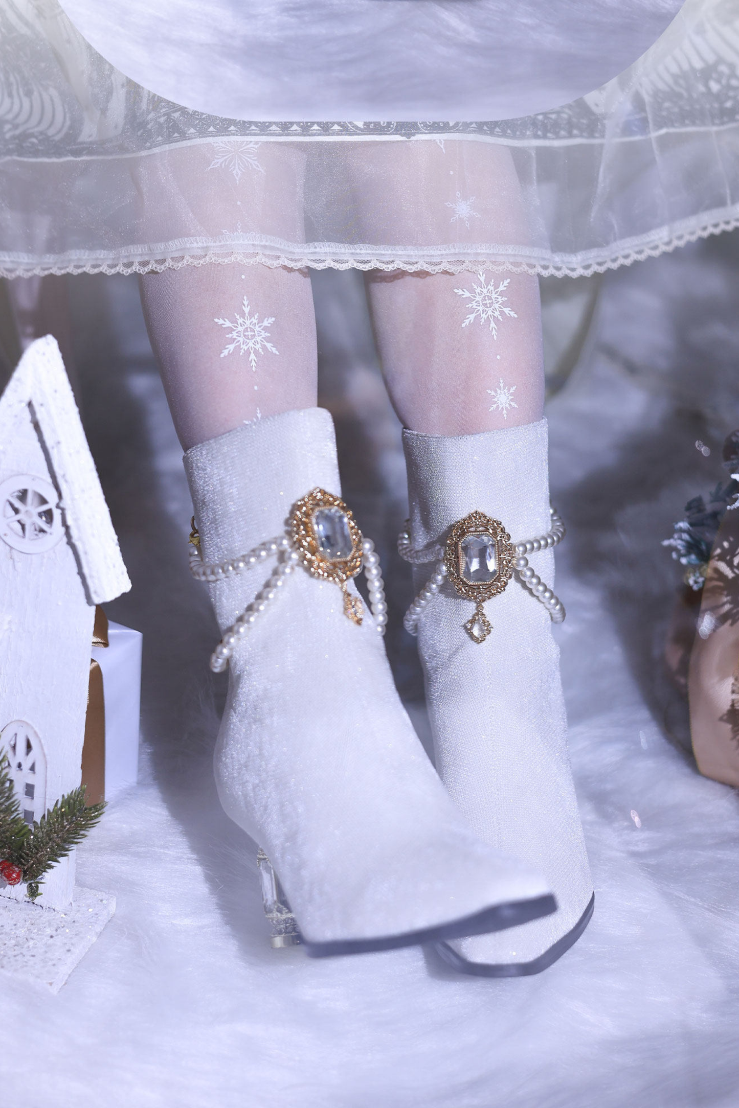 Gemstone Bow Lolita Boots
