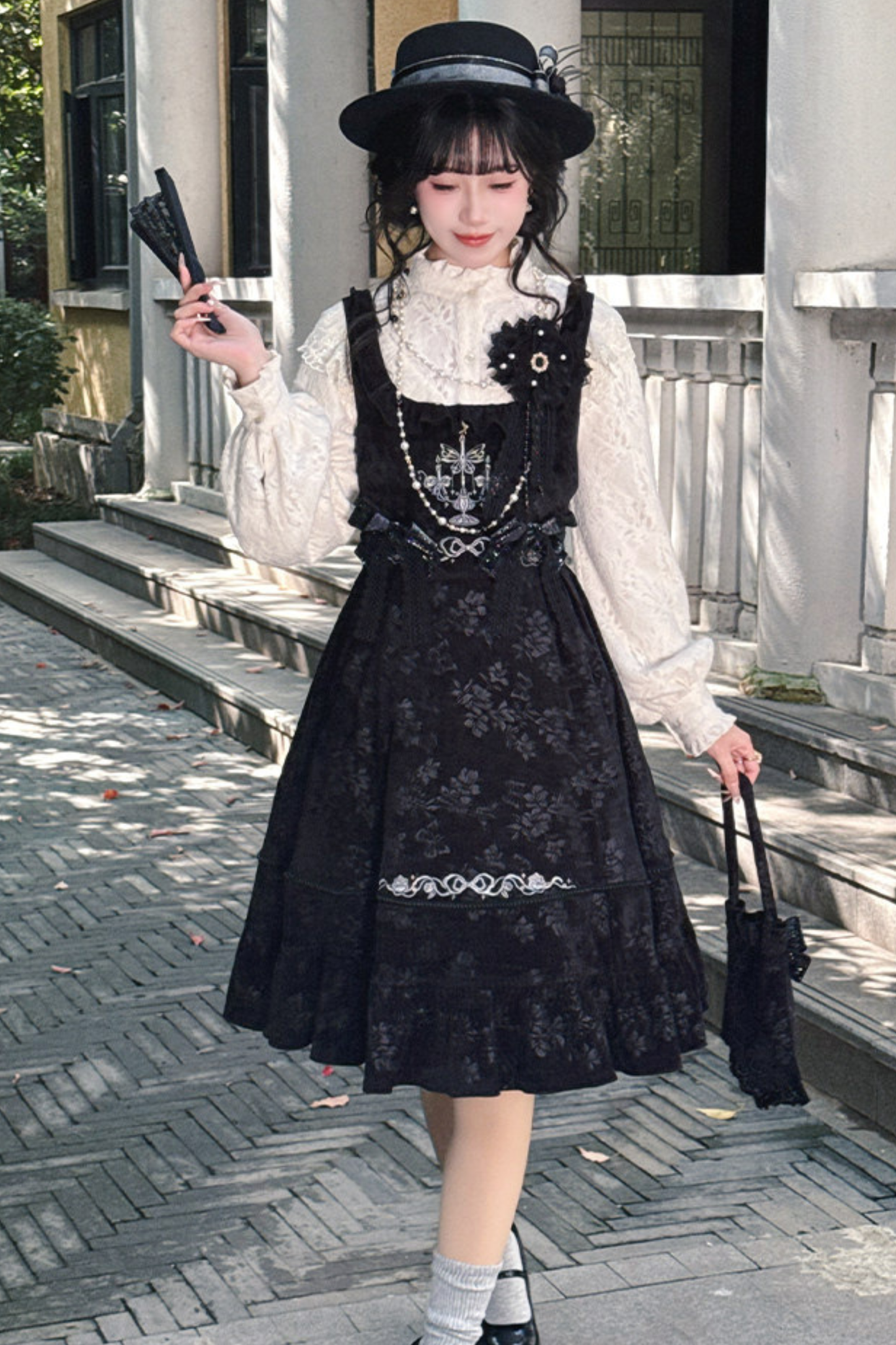 Candlelight Antique Lace Dress + Vest Dress + Bag + Brooch