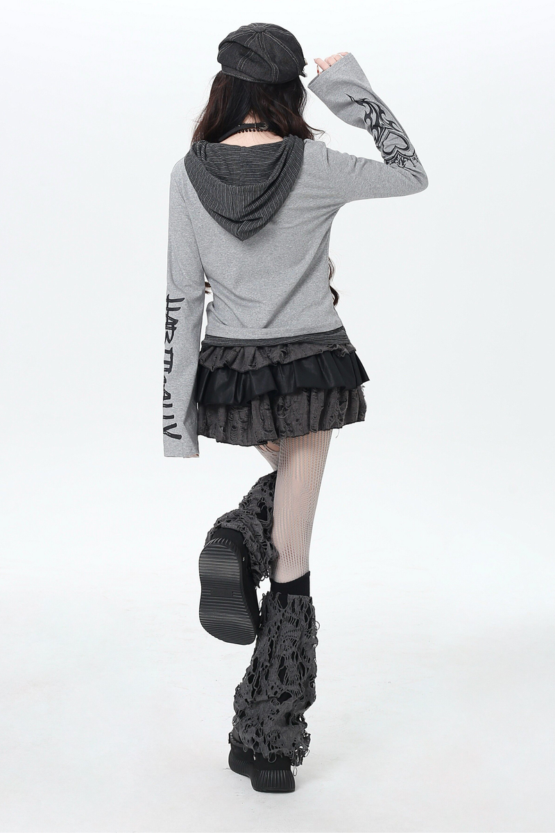 Gothic Arm Design Hoodie Top