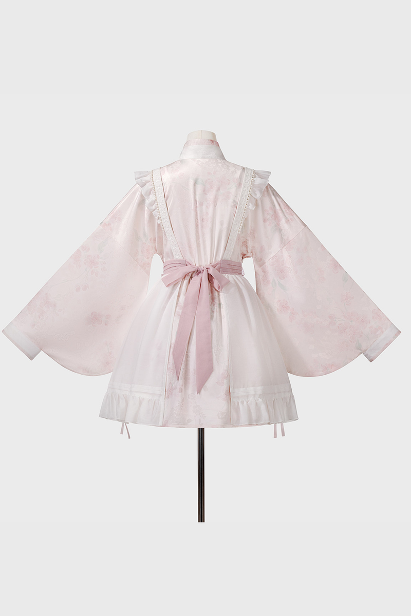 Retro White Peach Petticoat Dress Set