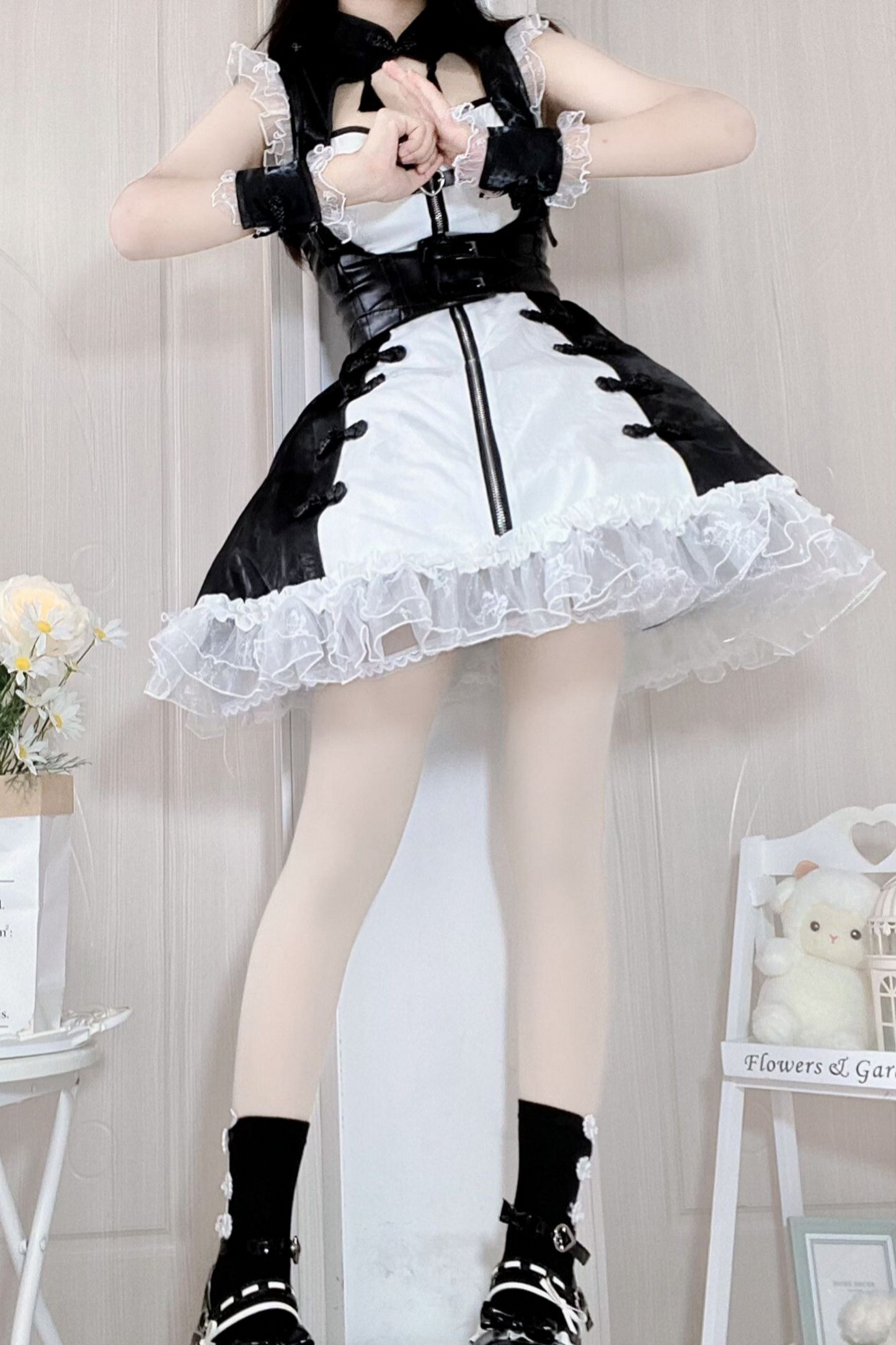 Dark Punk Black White Chinese-style Dress Suit