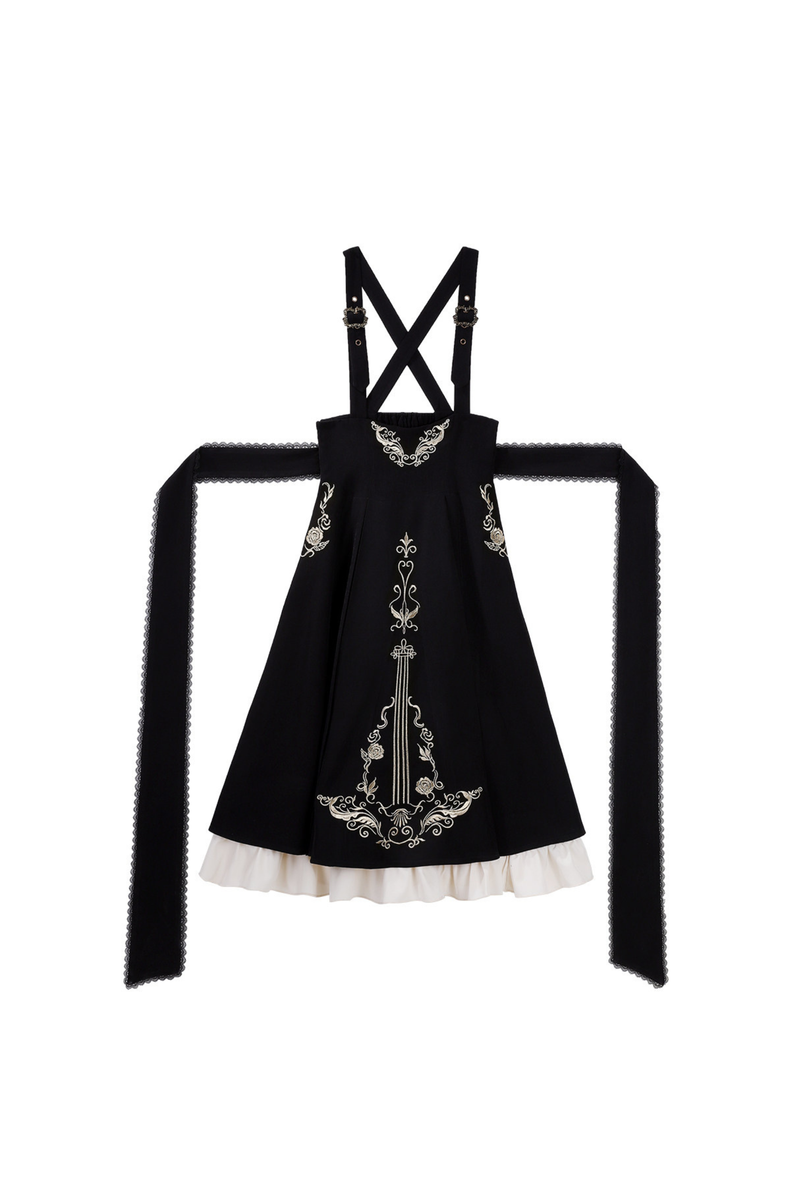 [pre-order] Gothic Dark Suspender Long Dress + Shirt + Jacket