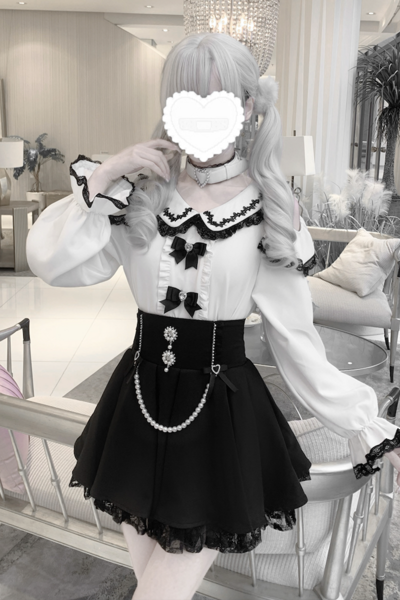 [pre-order] Jirai Sweet Girly Love Top + Pearl Skirt