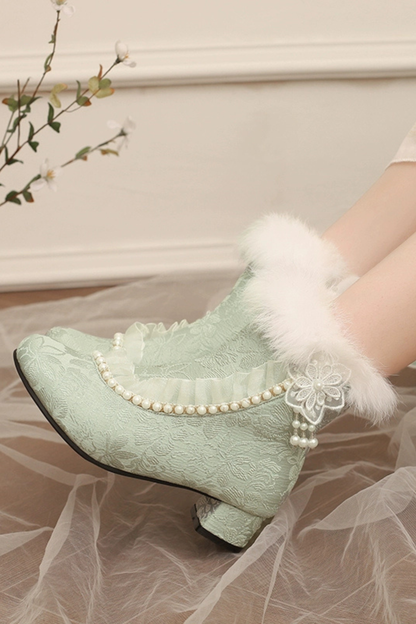Lace Fur Short Boots