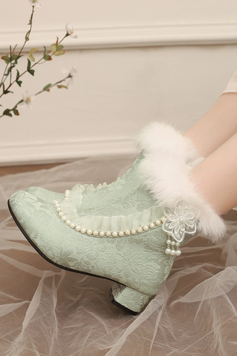 Lace Fur Short Boots