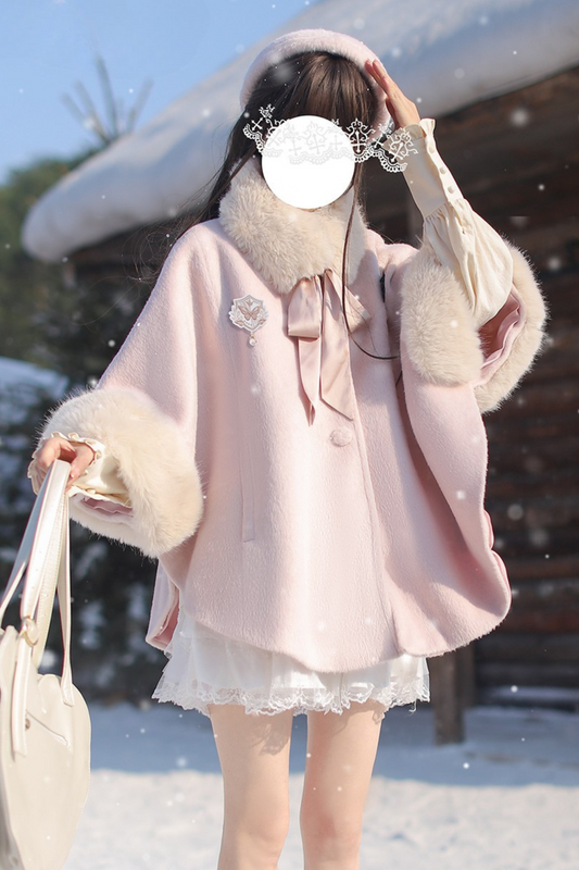 [pre-order] Sweet Wool Poncho Coat + Shirt + Beret + Badge