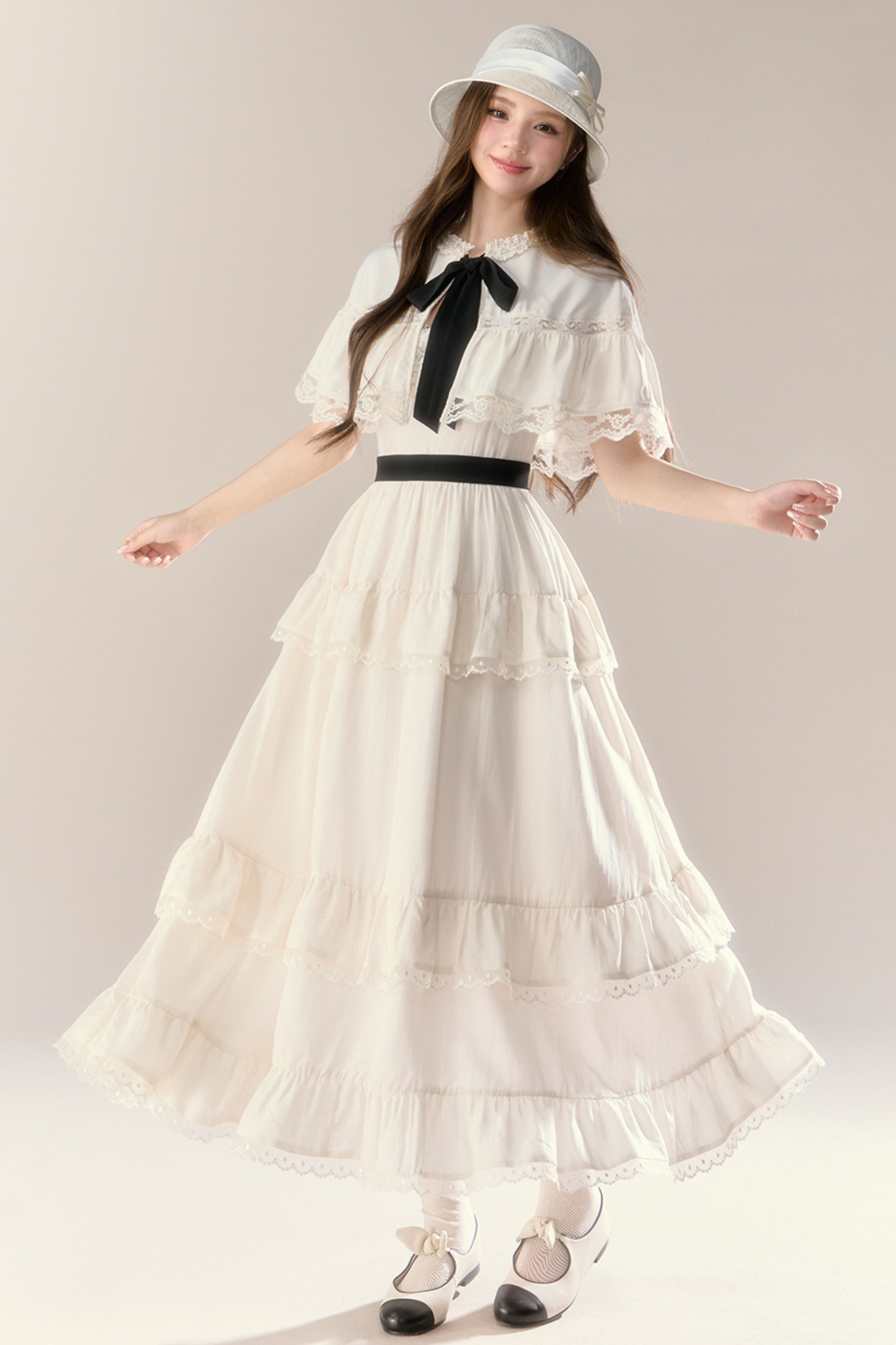Lillian French Shawl Tiered Dress