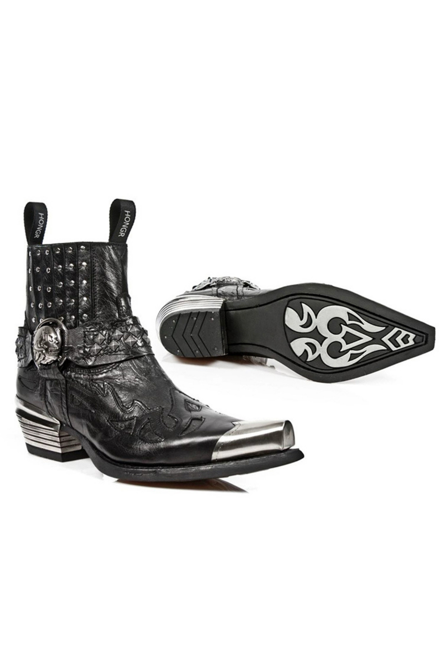 Studded Dark Mode Ankle Boots