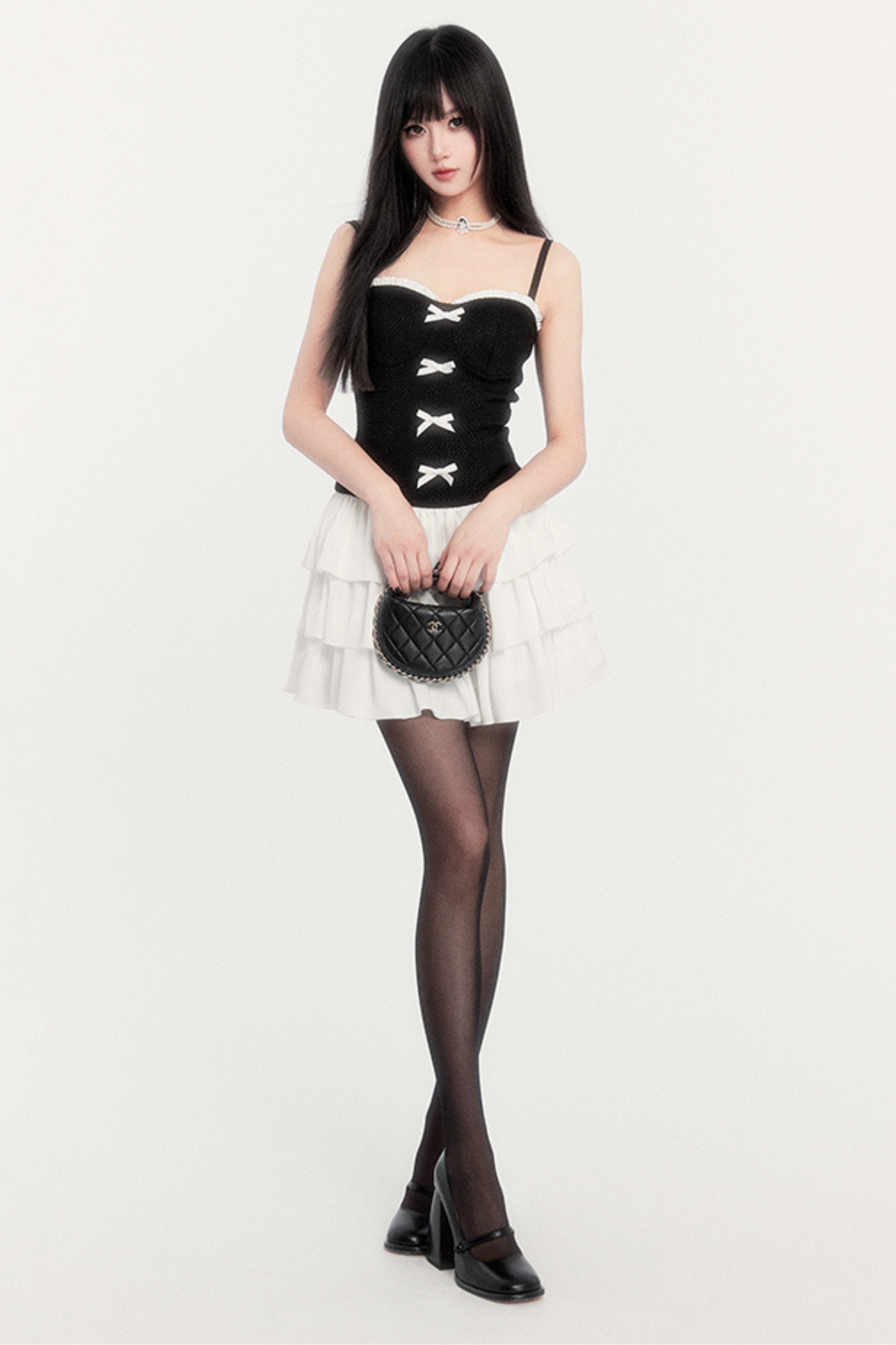 Ribbon Tweed Vest Dress Set