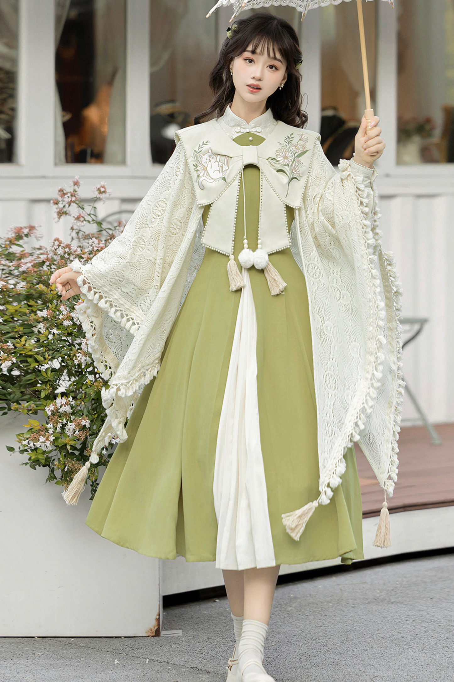 Retro Chinese Dress + Shawl