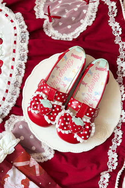 Strawberry Polka Dot Flats