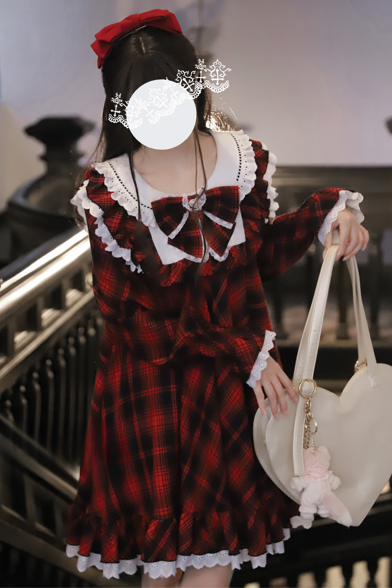 Berry Mousse Girly Plaid Dress