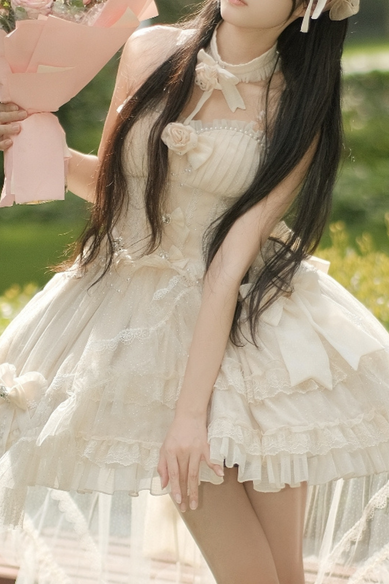 Tube Top Lolita Dress + Sleeves + Head Accessory