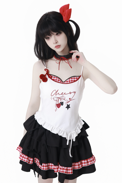 Cherry Wind Hoodie + Camisole + Skirt