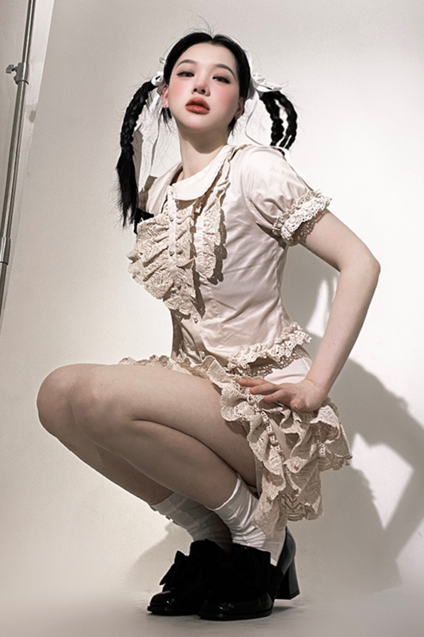 Ruffle Lace Shirt + Tiered Skirt