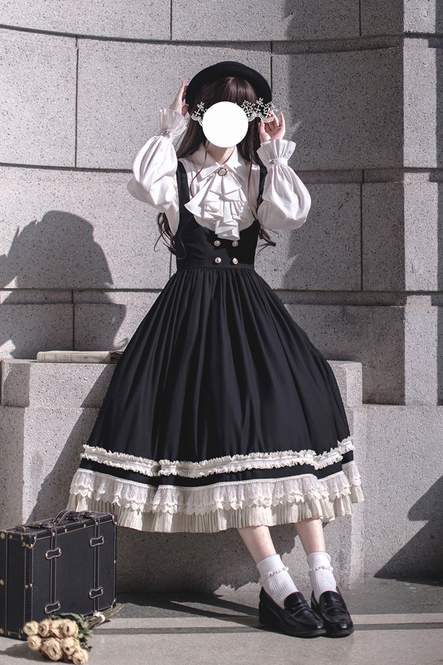 [pre-order] Retro Sweet College Coat + Suspender Skirt + Shirt + Collar + Brooch