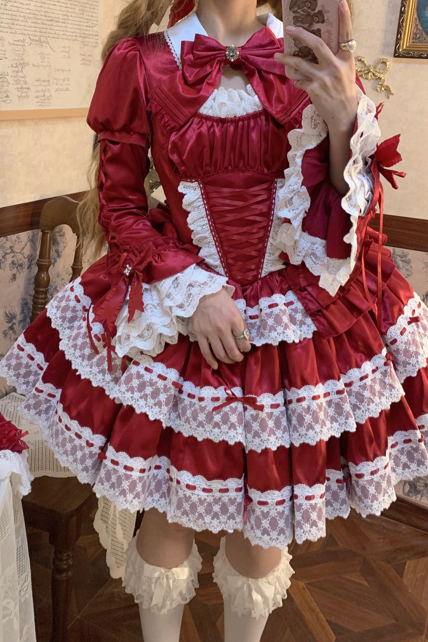Cream Croissant Old-style Doll Lolita Dress