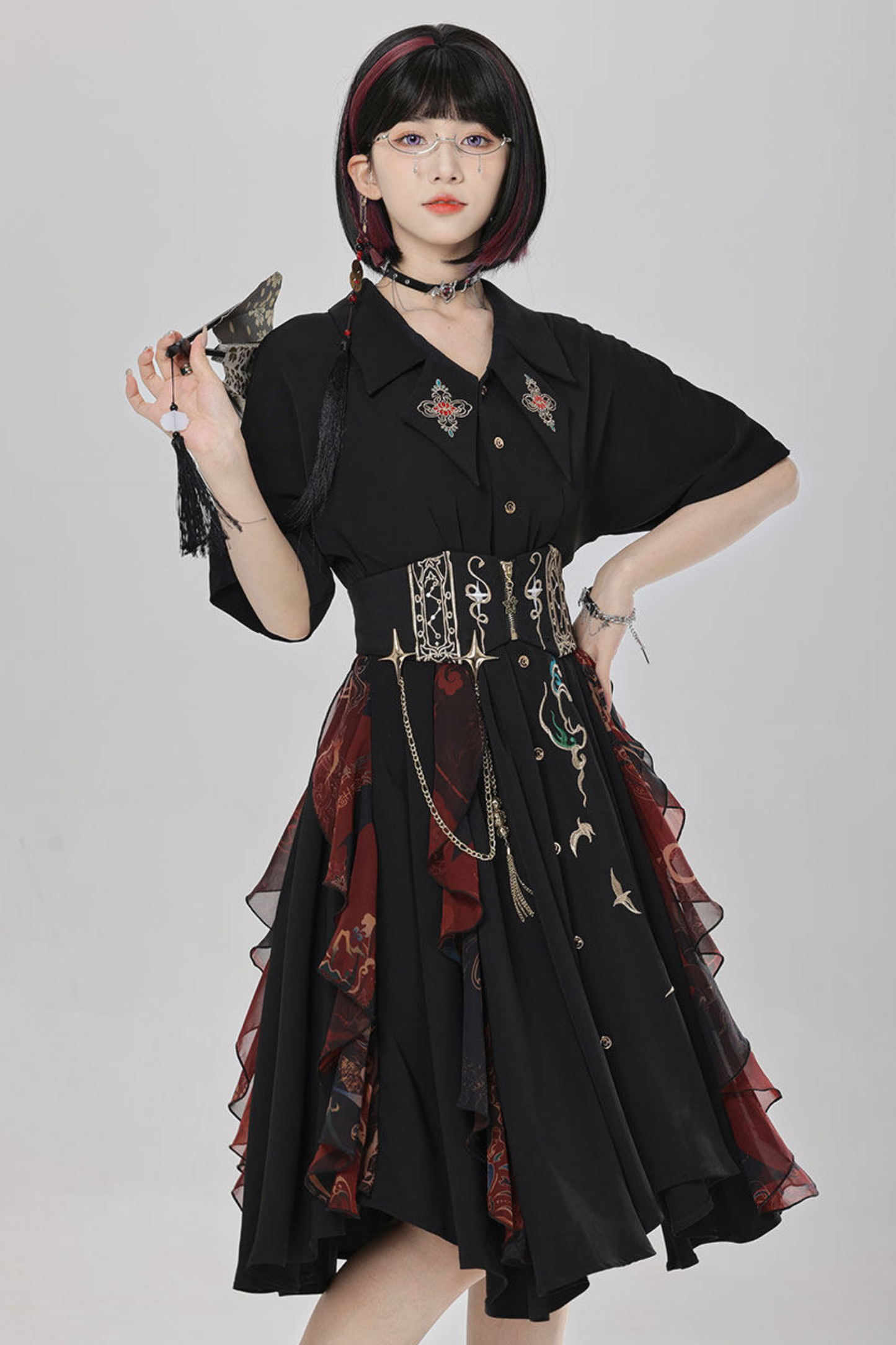 Chinese-style Embroidery Dress + Belt + Girdle