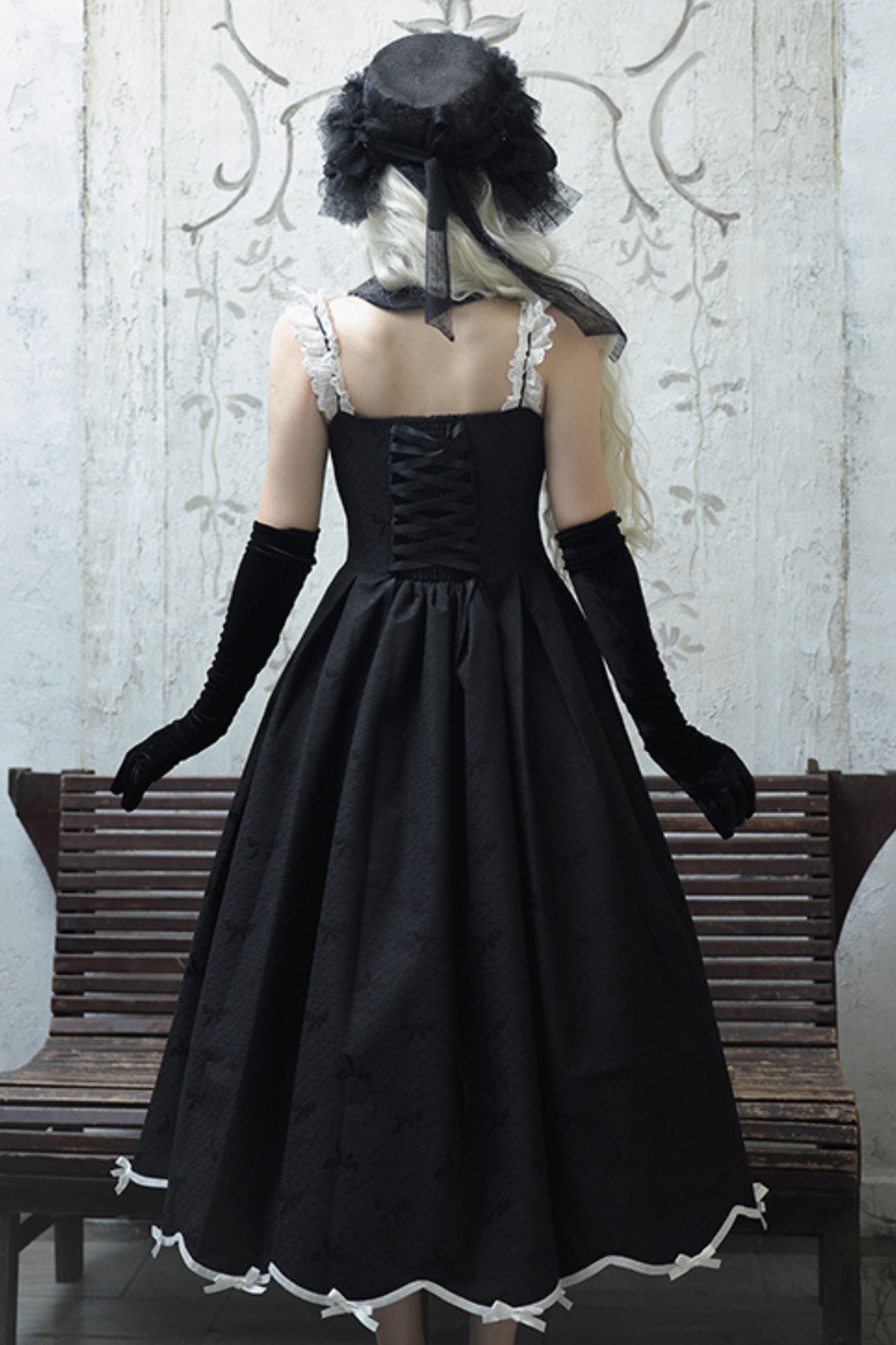 Silent Manor Dark Lolita Princess Jumper Skirt + Ribbon Collar Ruffle Jacket