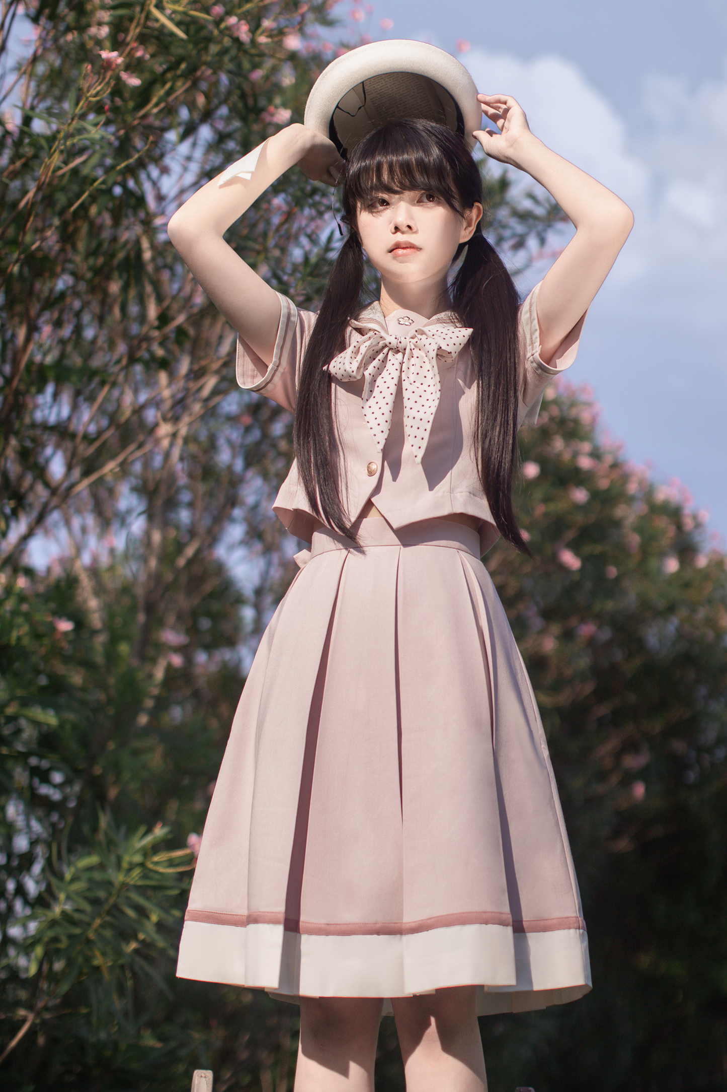 [pre-order] Retro Sweet College Tops + Pleated Skirt