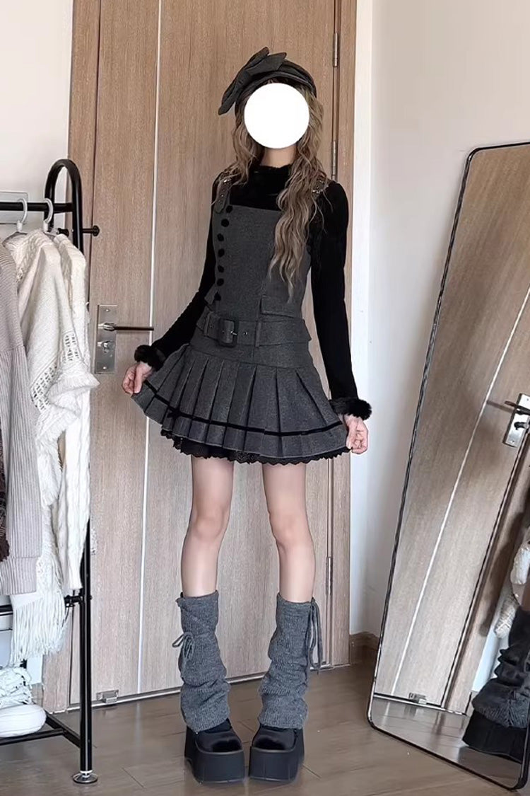 Grey [letters & Poems · Grace] Ruffled Daily Classic Lolita Jsk Dress 2 Versions