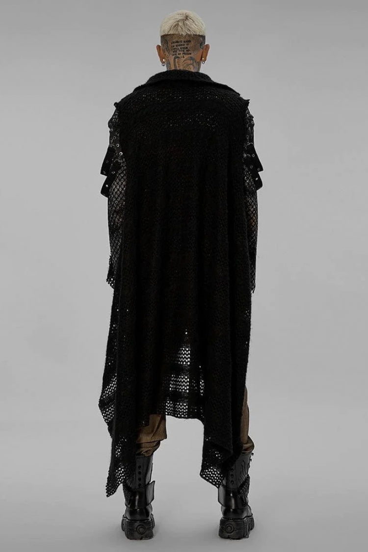 Black Irregular Hem Webbing Buckle Gothic Vest