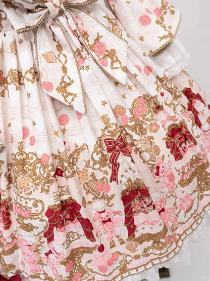 [pre-order Deadline: April 26] Retro Romance Sweet Lolita Ribbon Cake Print Princess Sleeve Dress