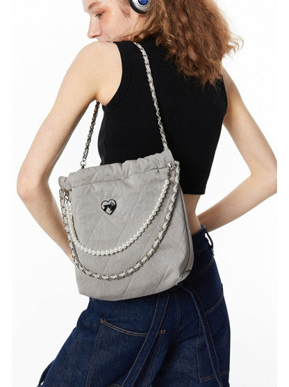 Fragrance Pearl Chain Drawstring Shoulder Bag
