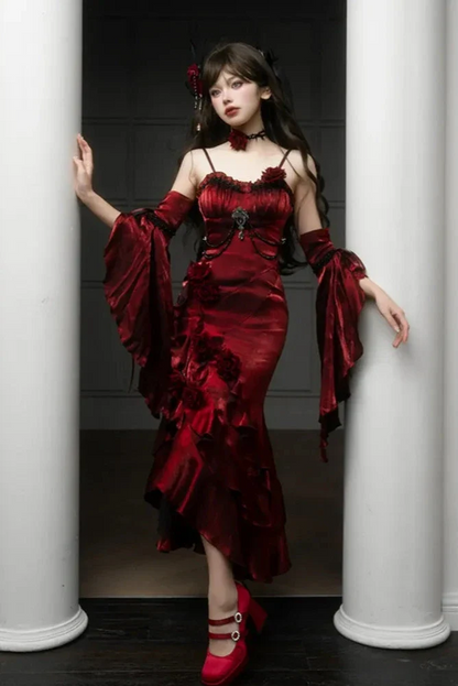 [pre-order] Amour Rose Burgundy Wizard of Oz Selena Purple Mermaid Dress Set