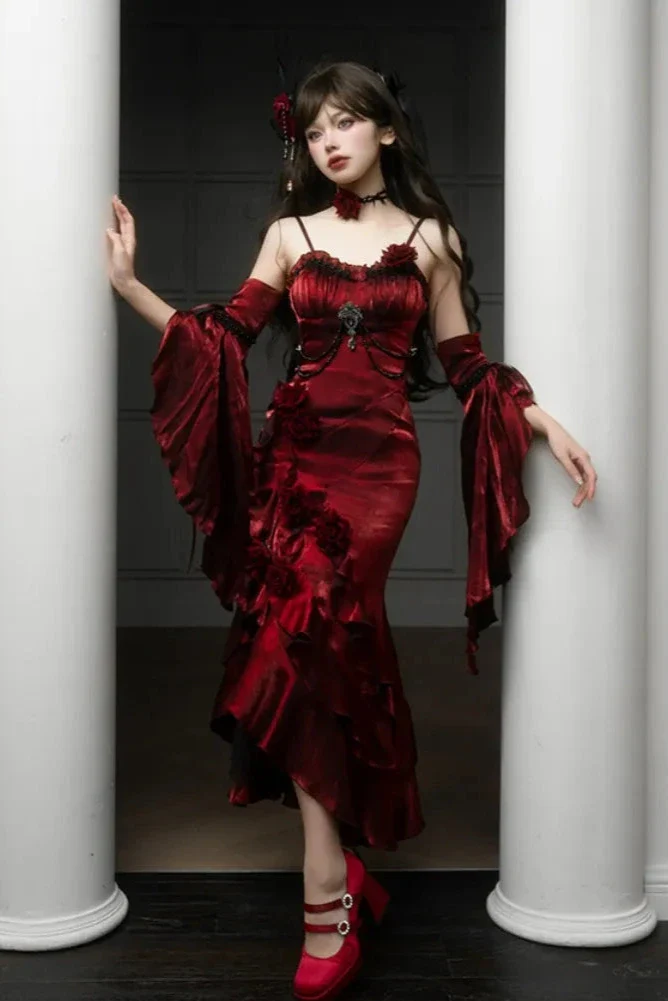 [pre-order] Amour Rose Burgundy Wizard of Oz Selena Purple Mermaid Dress Set