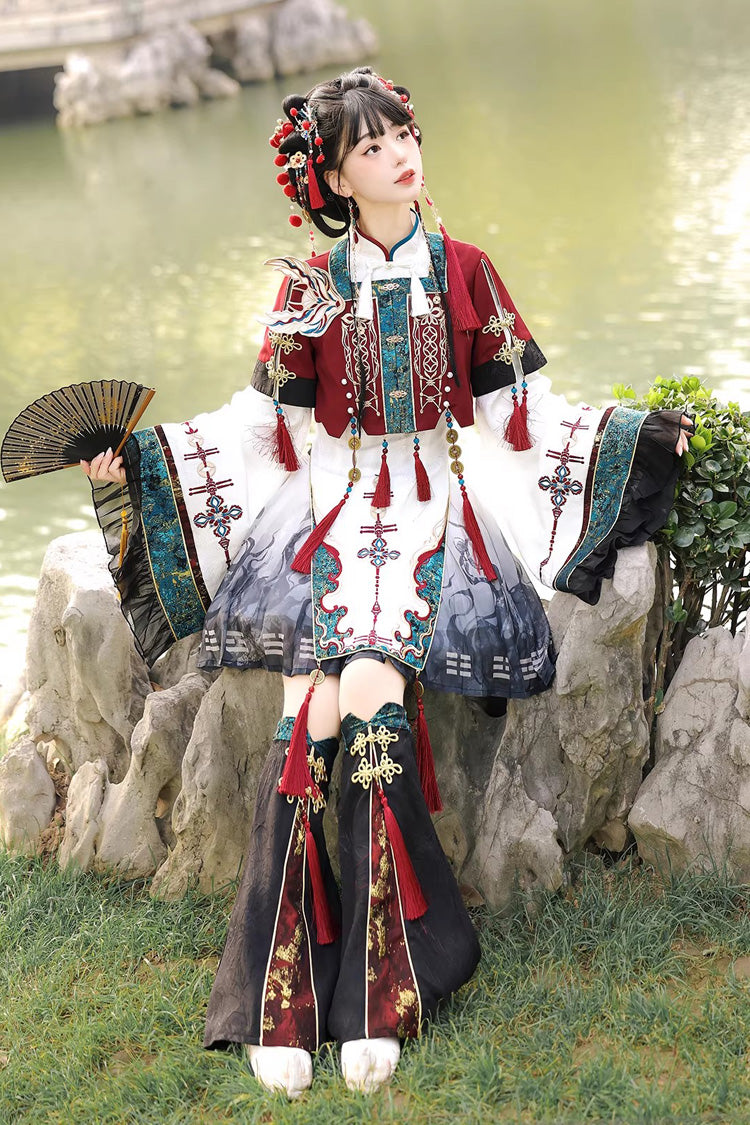 Multi-color [fox Trace Codex] Stand Collar Long Sleeves Printed Embroidered Classic Chinese Style Lolita Dress