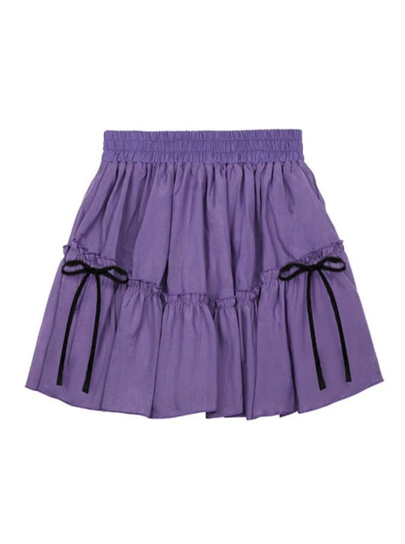 Chiffon Waist Square Collar Puff Sleeve Princess Set