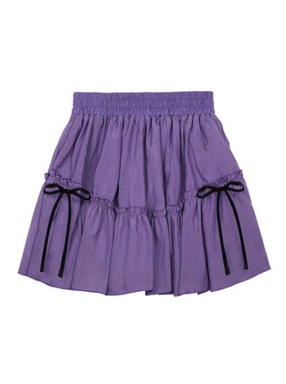 Chiffon Waist Square Collar Puff Sleeve Princess Set