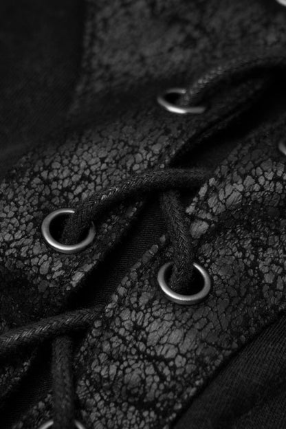 Black Lace-up Zipper Punk Blouse With Straps