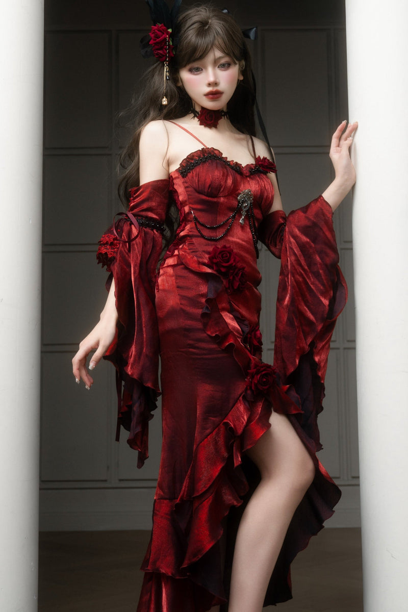 [pre-order] Amour Rose Burgundy Wizard of Oz Selena Purple Mermaid Dress Set
