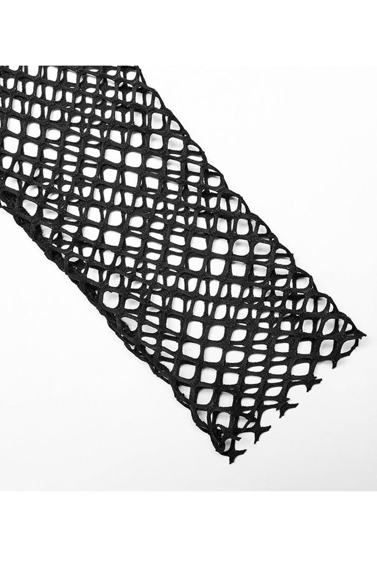Black Punk Mesh See Through Long Sleeve T-shirt