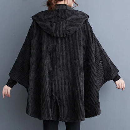 Hooded Zipper Cape Black