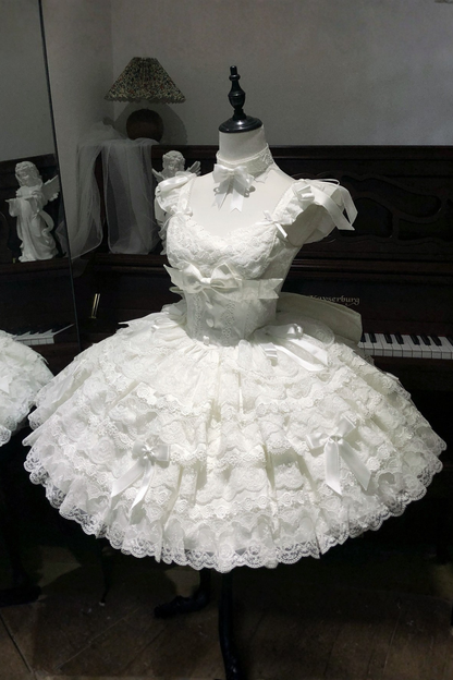 [pre-order] Princess Ballet Tiered Lolita Dress + Headband + Necklace + Sleeves + Tail
